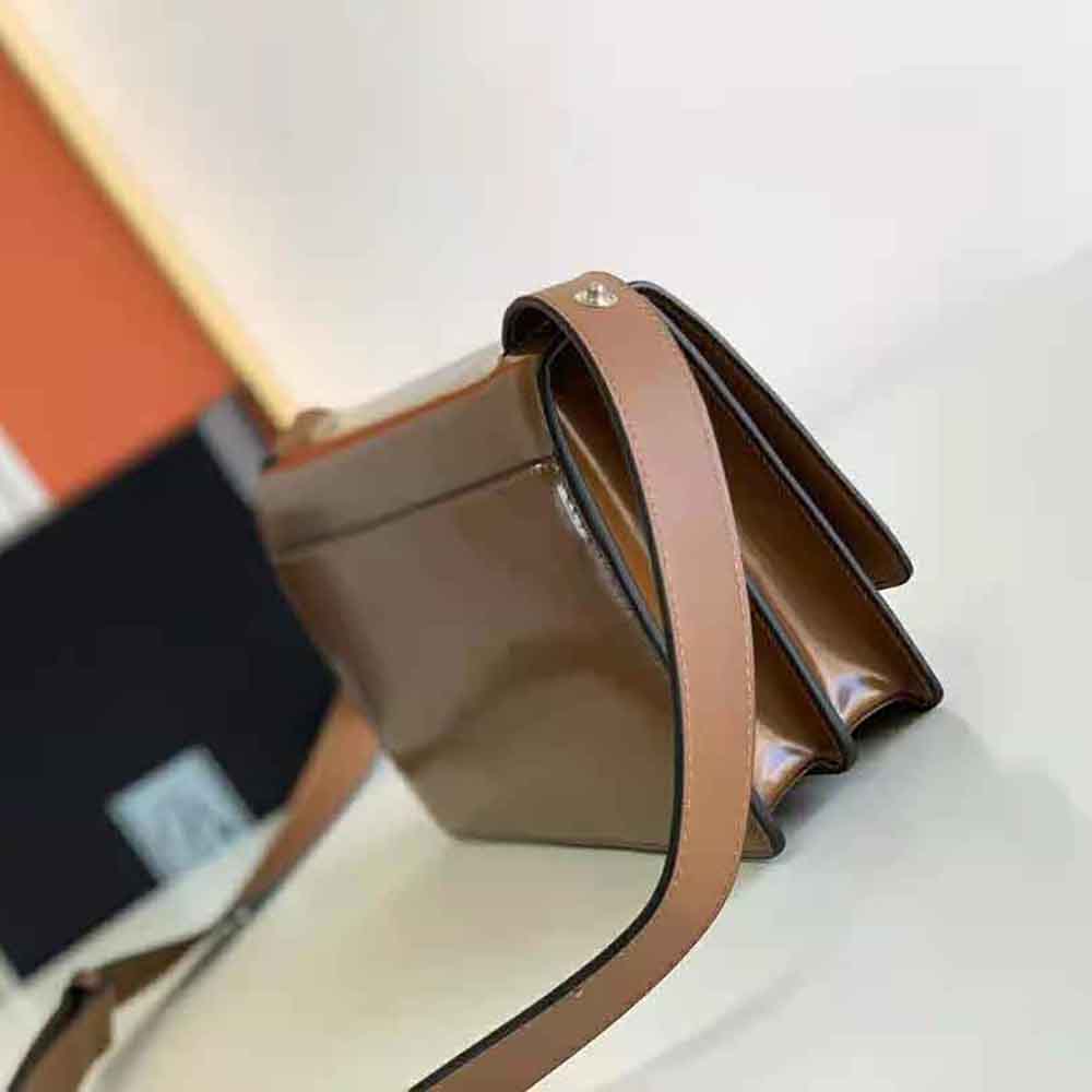 Prada Women Embleme Brushed-Leather Bag-Brown - image 5