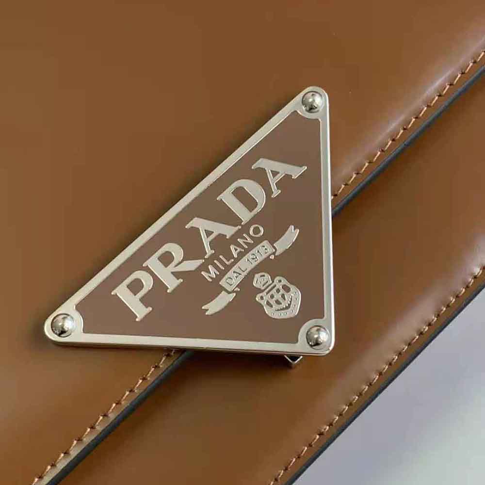 Prada Women Embleme Brushed-Leather Bag-Brown - image 10