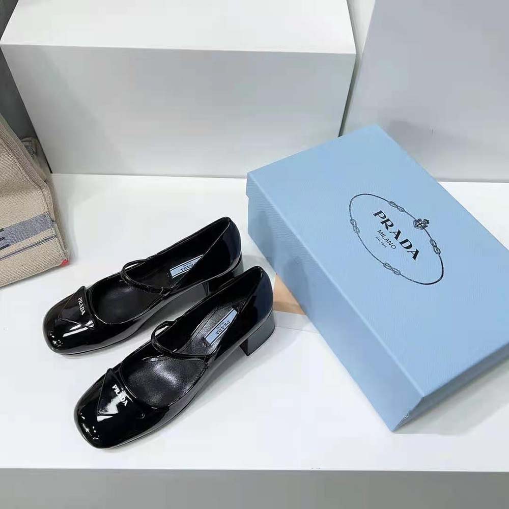 Prada Women Patent Leather Pumps in 45mm Heel Height-Black - image 4