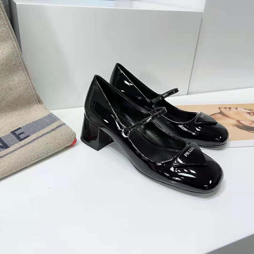 Prada Women Patent Leather Pumps in 45mm Heel Height-Black - image 5
