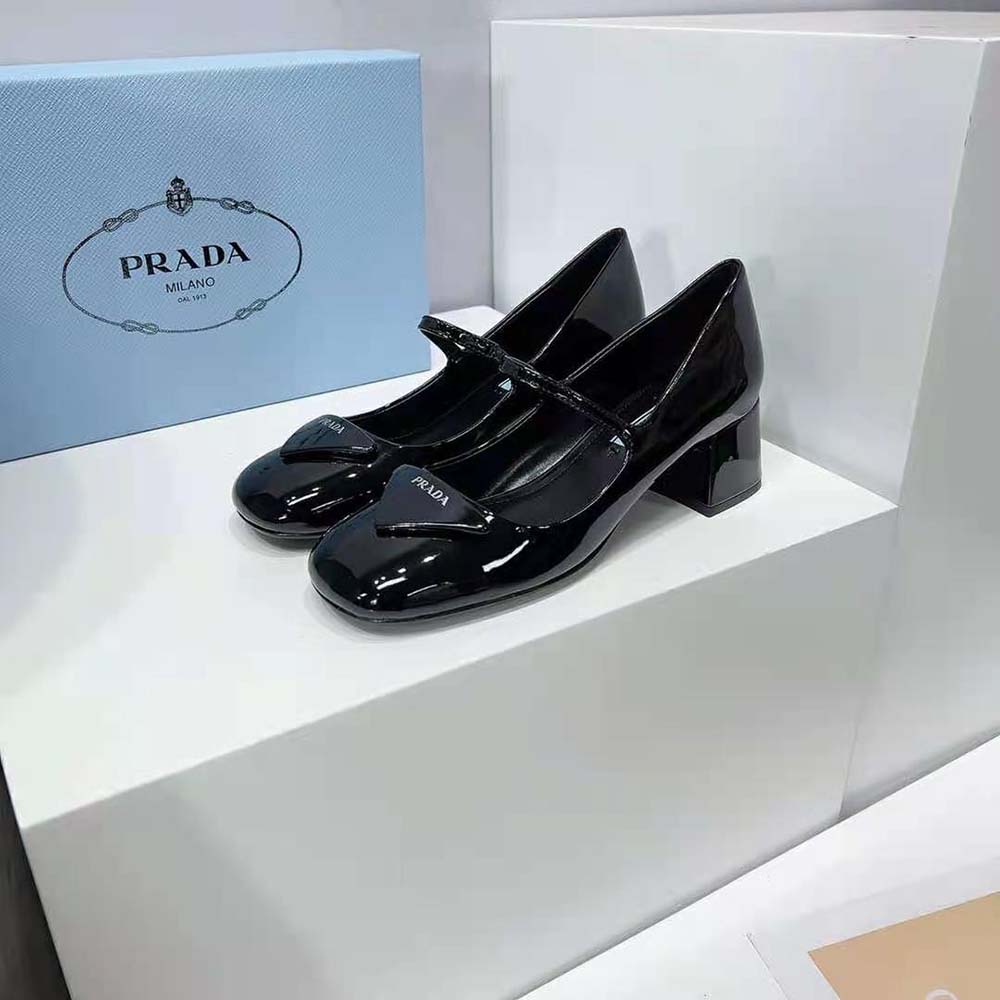 Prada Women Patent Leather Pumps in 45mm Heel Height-Black - image 8
