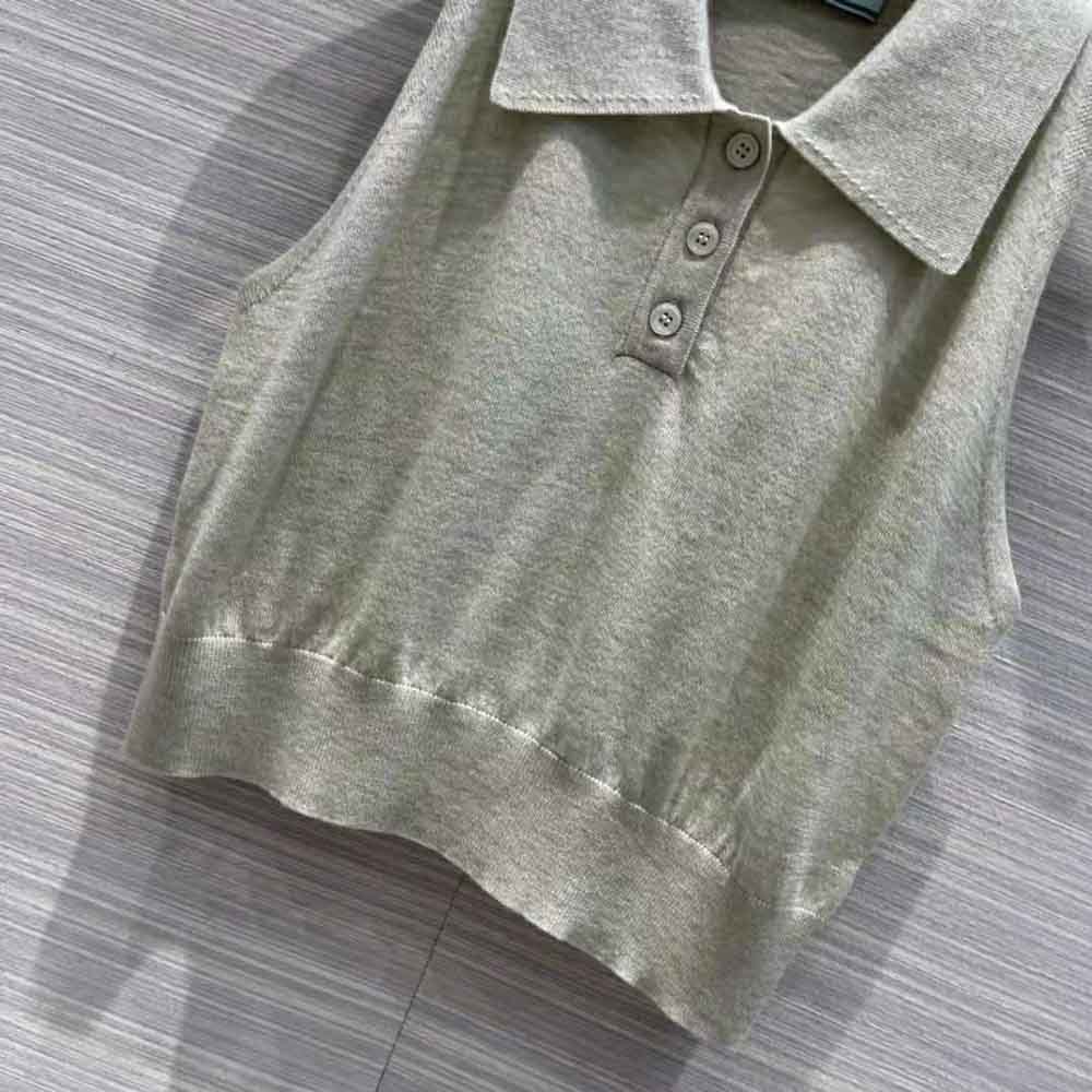 Prada Women Ribbed Knit Lurex Crop Top-Silver - image 6