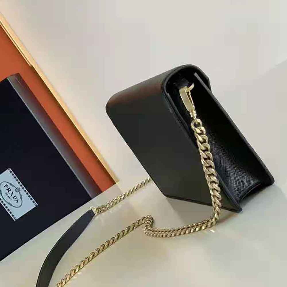 Prada Women Saffiano Leather Shoulder Bag-Black - image 4
