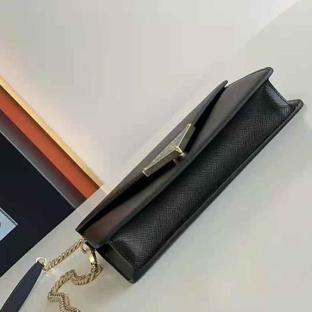 Prada Women Saffiano Leather Shoulder Bag-Black - image 5