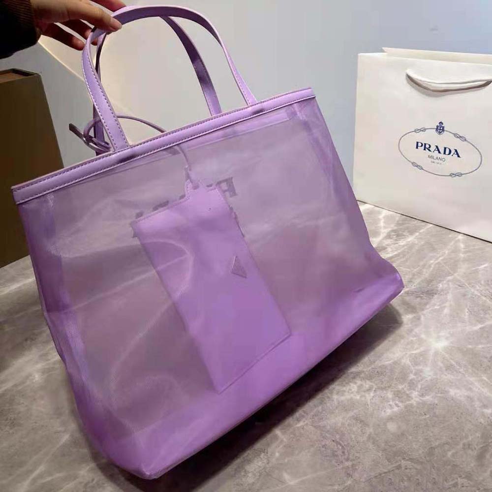 Prada Women Sequined Mesh Tote Bag-Purple - image 6