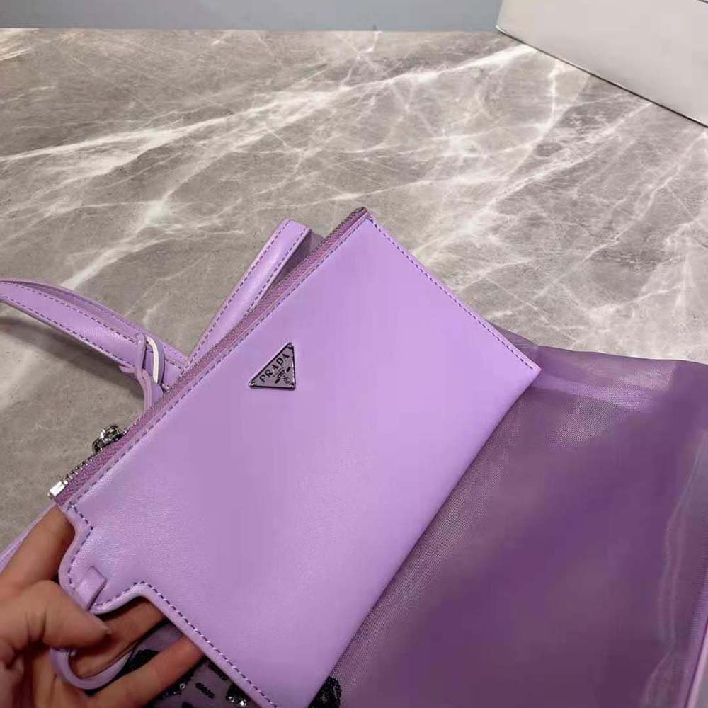 Prada Women Sequined Mesh Tote Bag-Purple - image 8