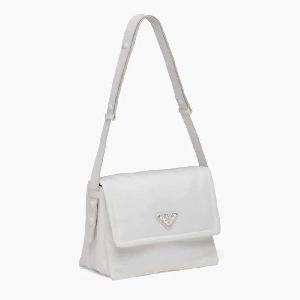 Prada Women Small Padded Re-Nylon Shoulder Bag-White