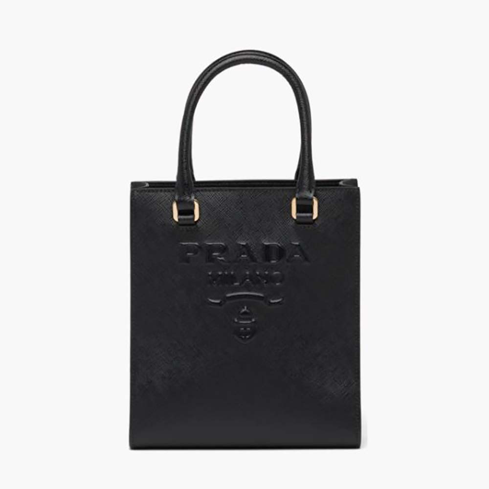 Front view of Prada Women Small Saffiano Leather Handbag-Black