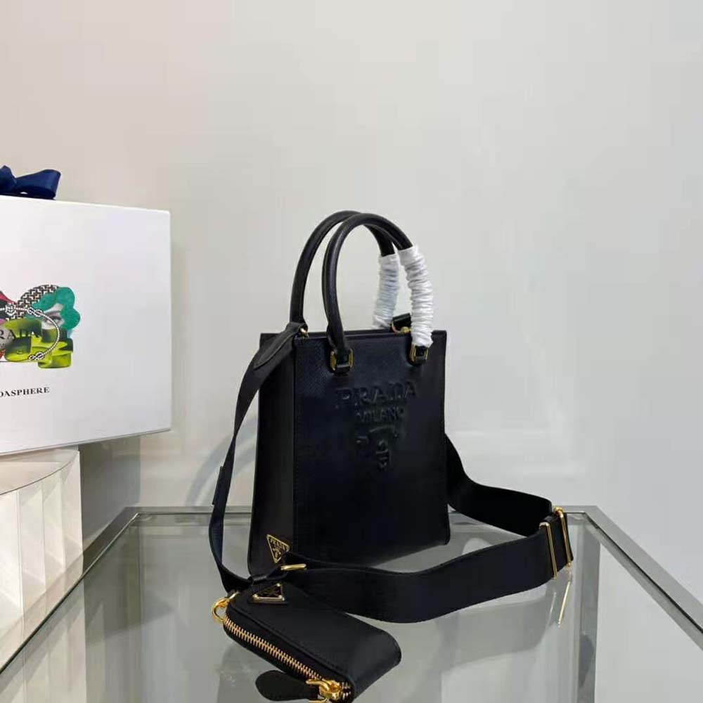 Prada Women Small Saffiano Leather Handbag-Black - image 4