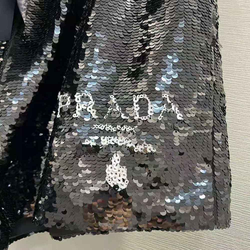 Prada Women Sparkling Sequin Chiffon Shorts with Sporty Allure - image 7