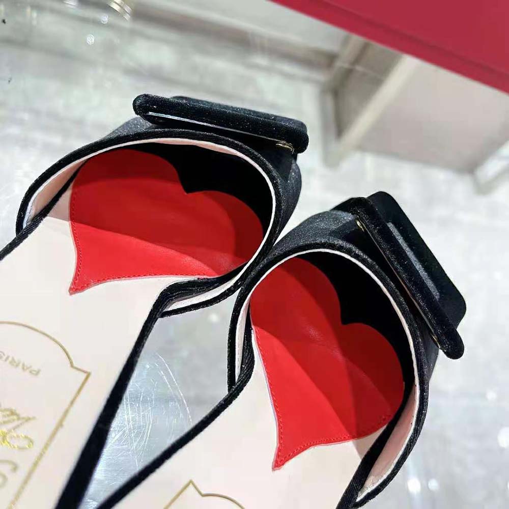 Roger Vivier Women Cube Strass Heel Mules in Satin-Black - image 9