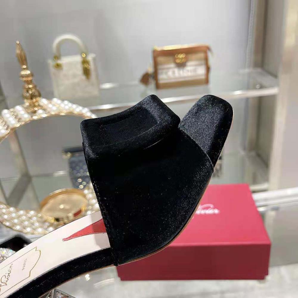 Roger Vivier Women Cube Strass Heel Mules in Satin-Black - image 10