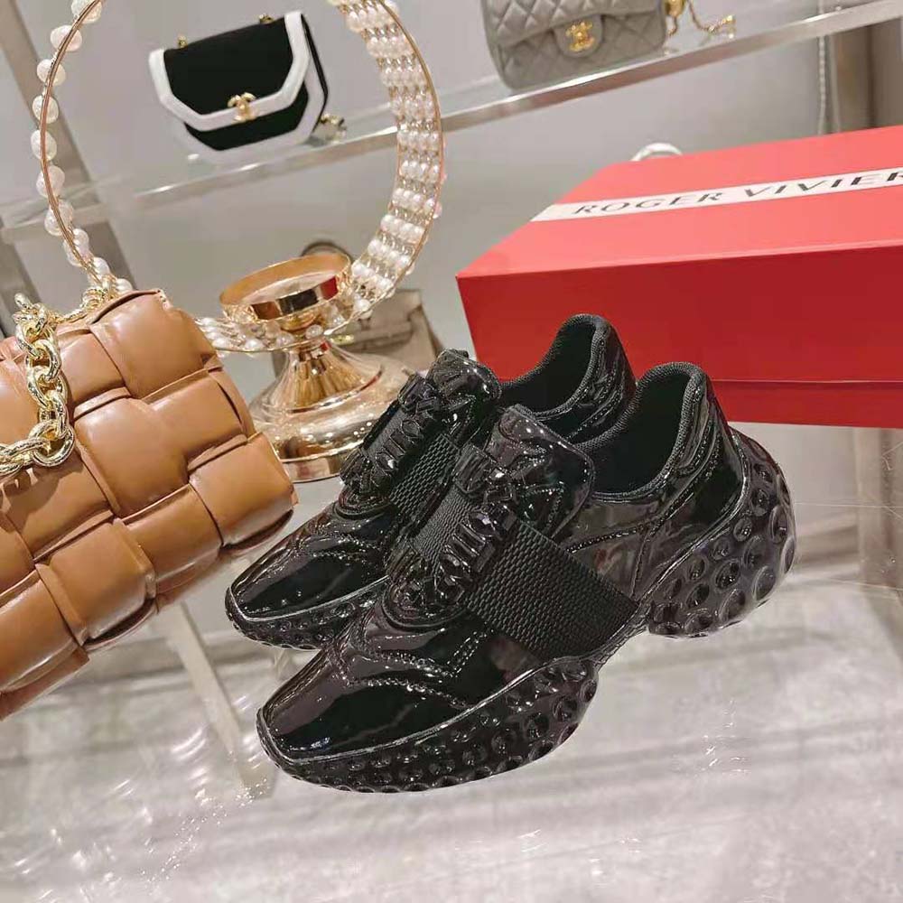 Roger Vivier Women Viv Run Light Strass Buckle Sneakers in Fabrics-Black - image 5