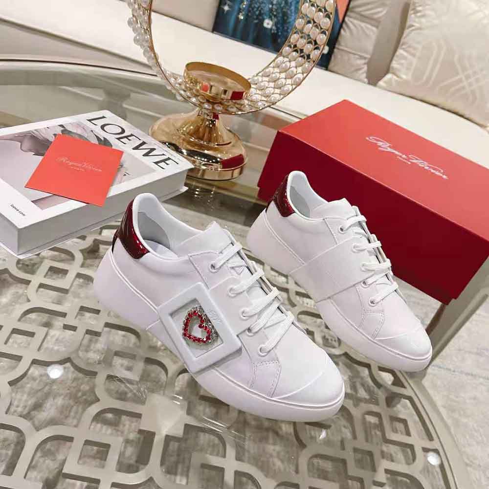 Top view showing lace-up and patent leather texture of Roger Vivier sneakers