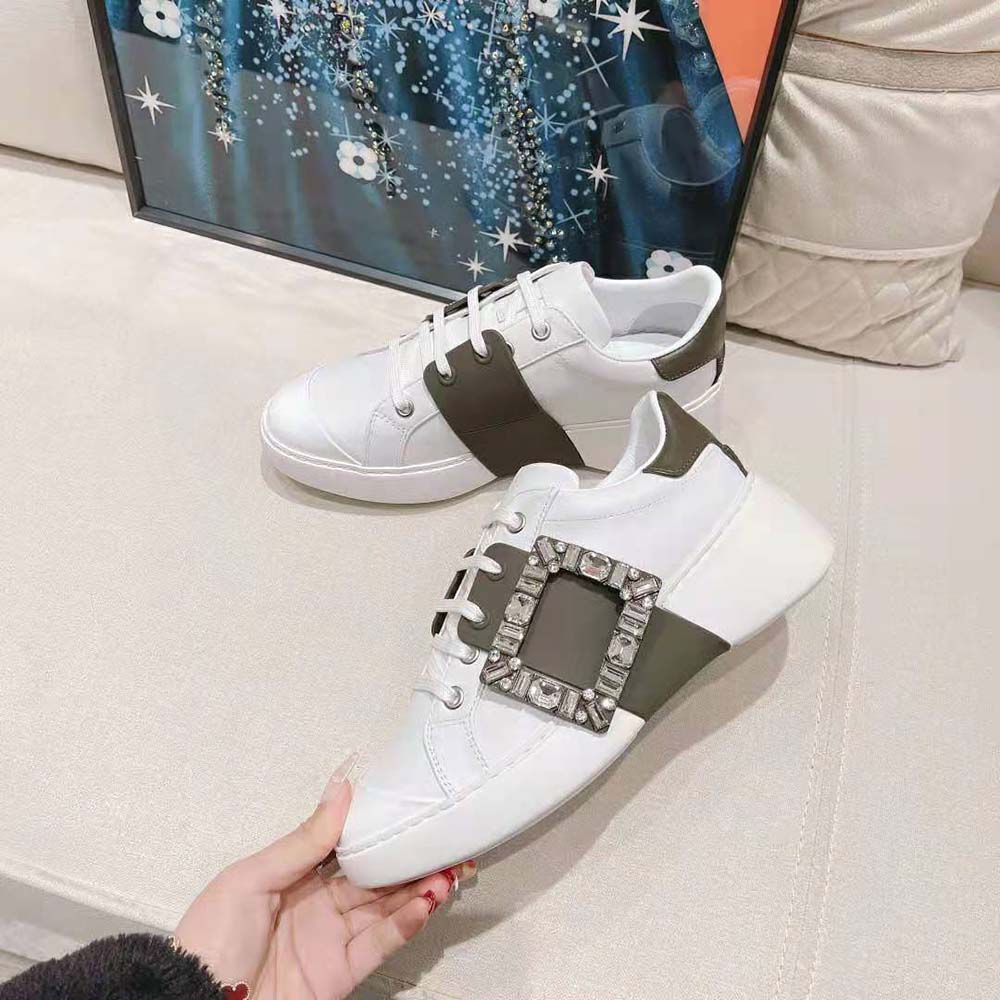 Roger Vivier Women Viv Skate Strass Buckle Sneakers in Soft Leather - image 6