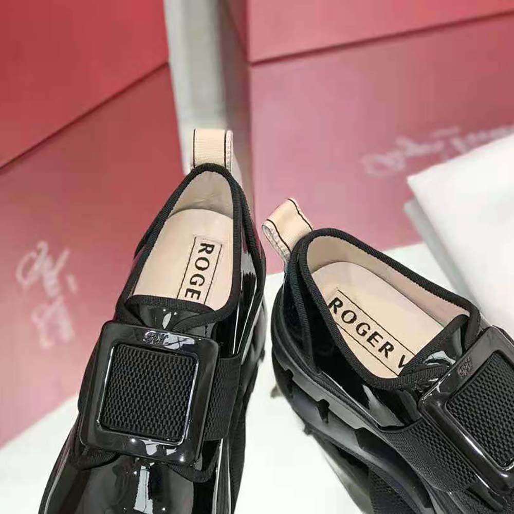 Roger Vivier Women Walky Viv Lacquered Buckle Sneakers in Leather-Black - image 9