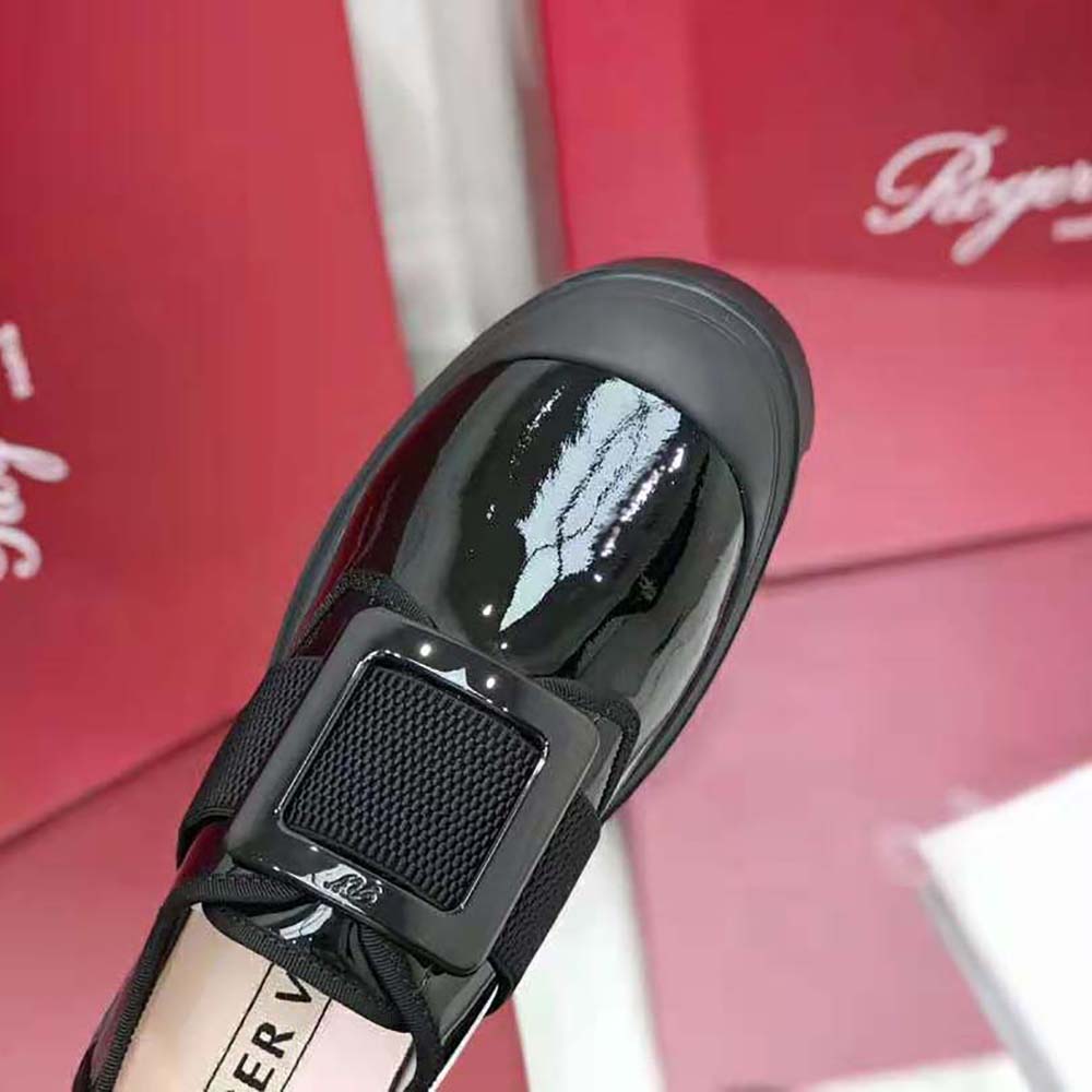 Roger Vivier Women Walky Viv Lacquered Buckle Sneakers in Leather-Black - image 8