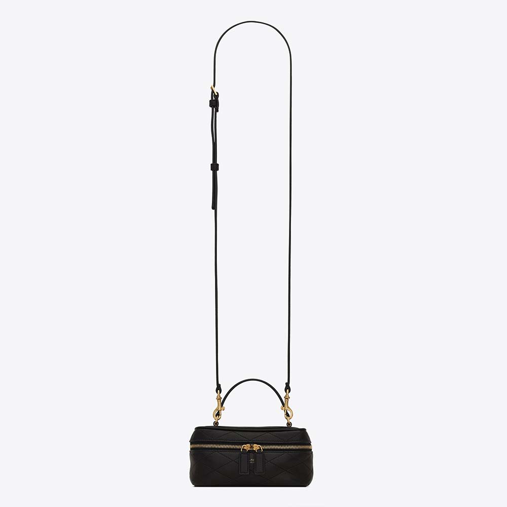 Saint Laurent YSL Women Mini Saint Laurent Vanity Case in Quilted Lambskin-Black - image 1