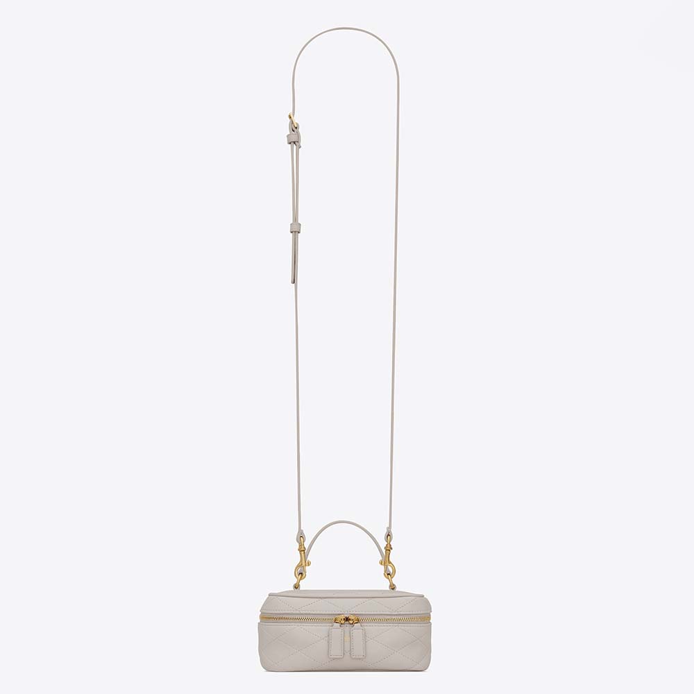 Saint Laurent YSL Women Mini Saint Laurent Vanity Case in Quilted Lambskin-White - image 1