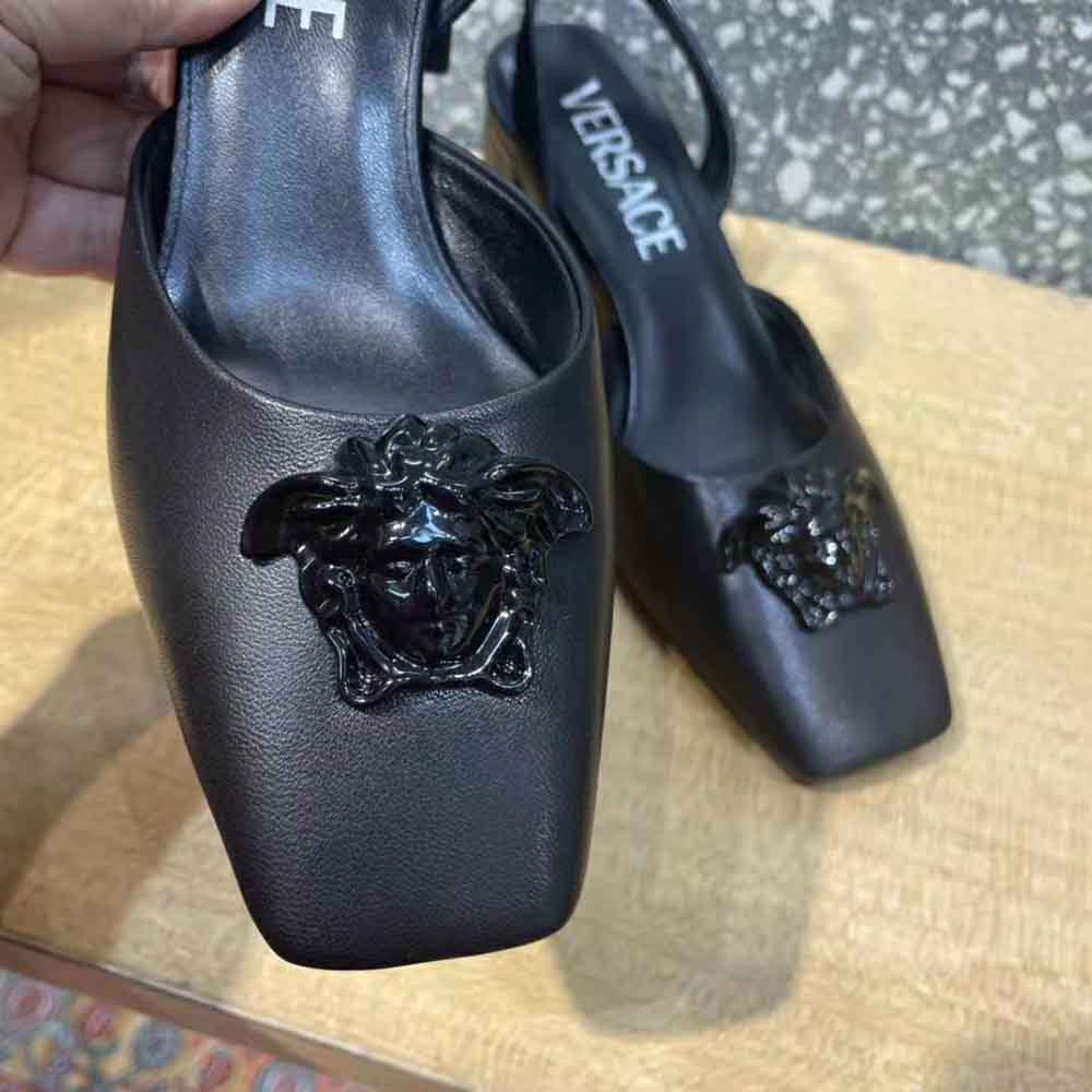Versace Women La Medusa Leather Sling-Back Pumps-Black - image 9