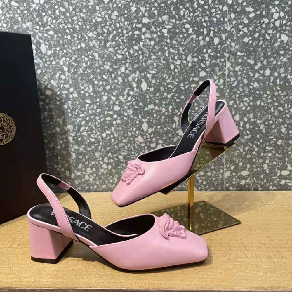 Versace Women La Medusa Leather Sling-Back Pumps-Pink - image 7