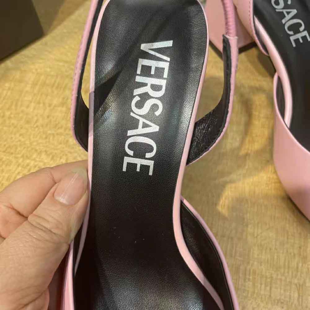 Versace Women La Medusa Leather Sling-Back Pumps-Pink - image 9