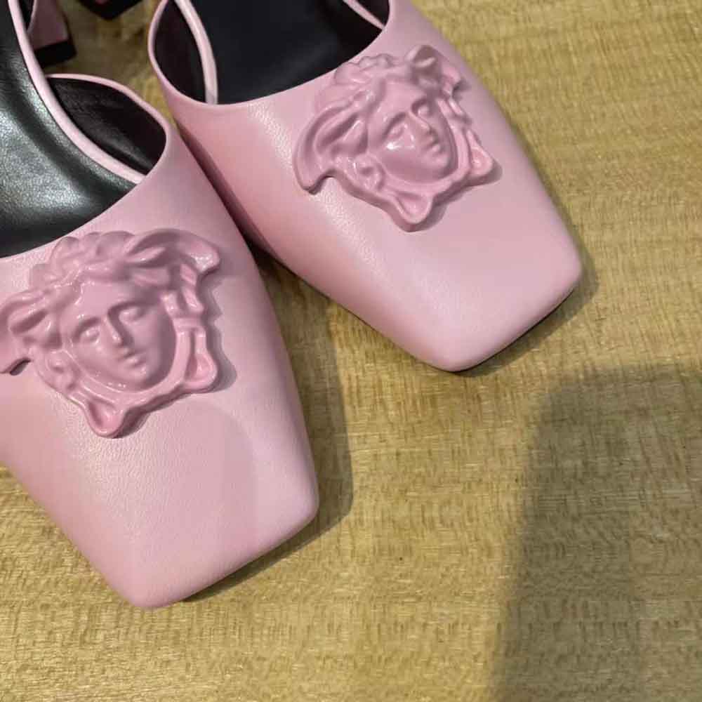 Versace Women La Medusa Leather Sling-Back Pumps-Pink - image 8