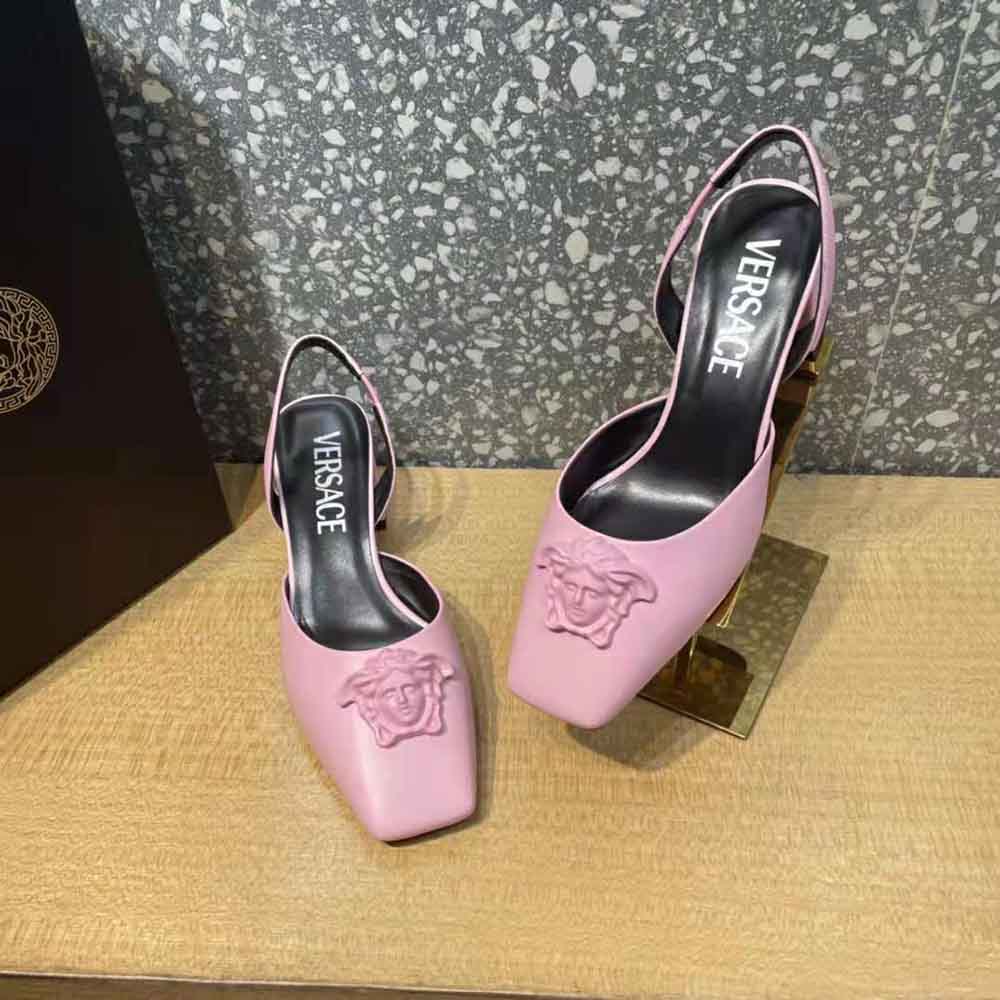 Versace Women La Medusa Leather Sling-Back Pumps-Pink - image 5