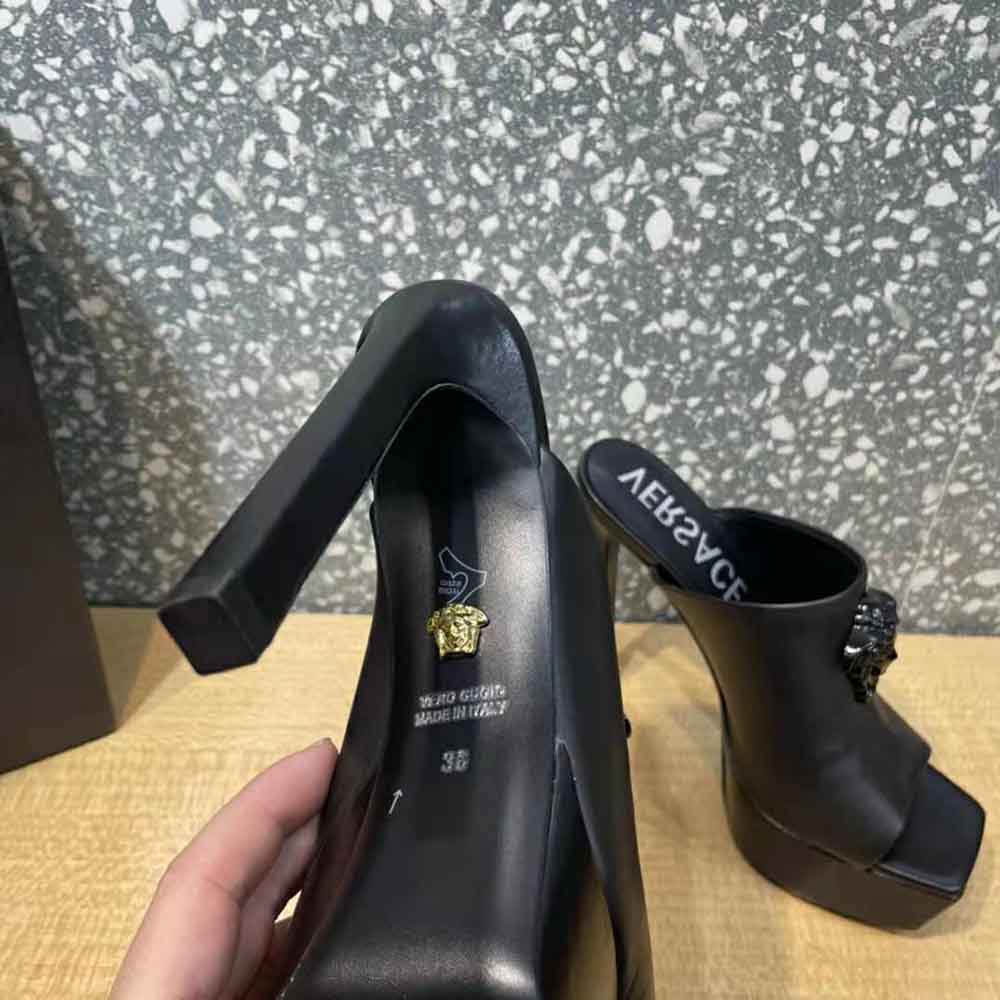 Versace Women La Medusa Platform Mules in Calf Leather-Black - image 9
