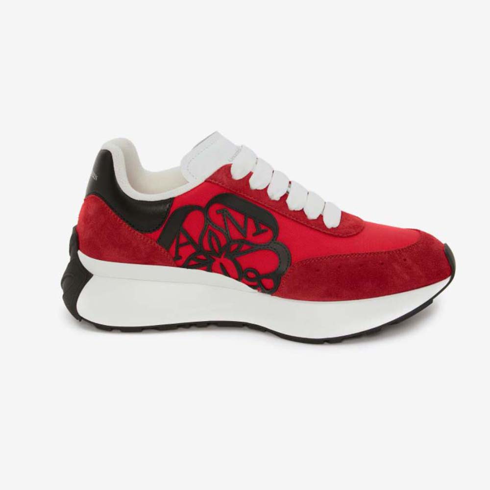 Side view of Alexander Mcqueen Unisex Sprint Runner in Lust Red