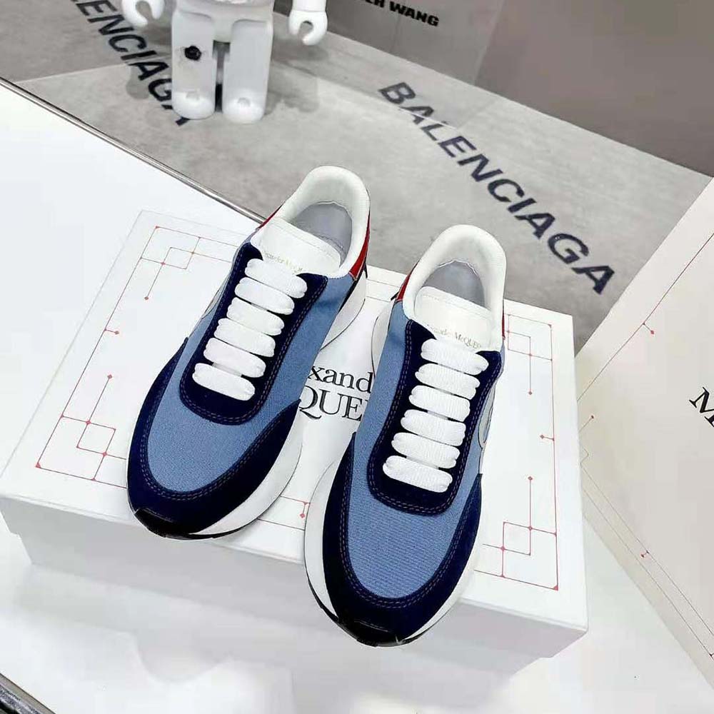 Close-up of lace closure and signature sole on Alexander Mcqueen Sprint Runner