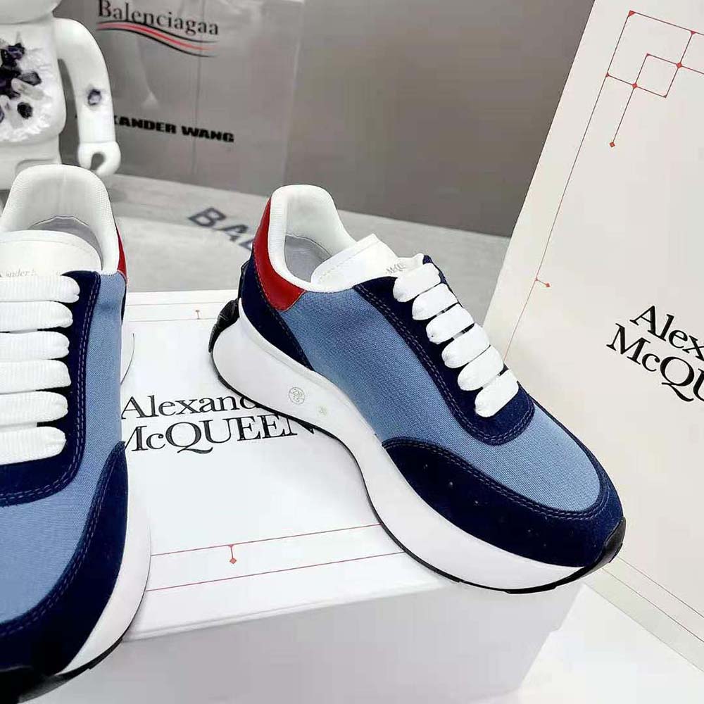 Alexander Mcqueen Unisex Sprint Runner in Calf Leather-Blue - image 5