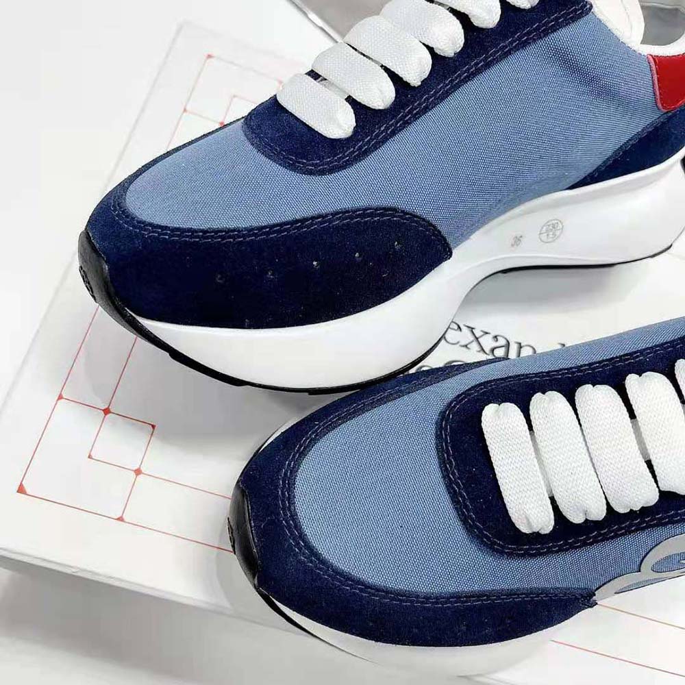 Alexander Mcqueen Unisex Sprint Runner in Calf Leather-Blue - image 7