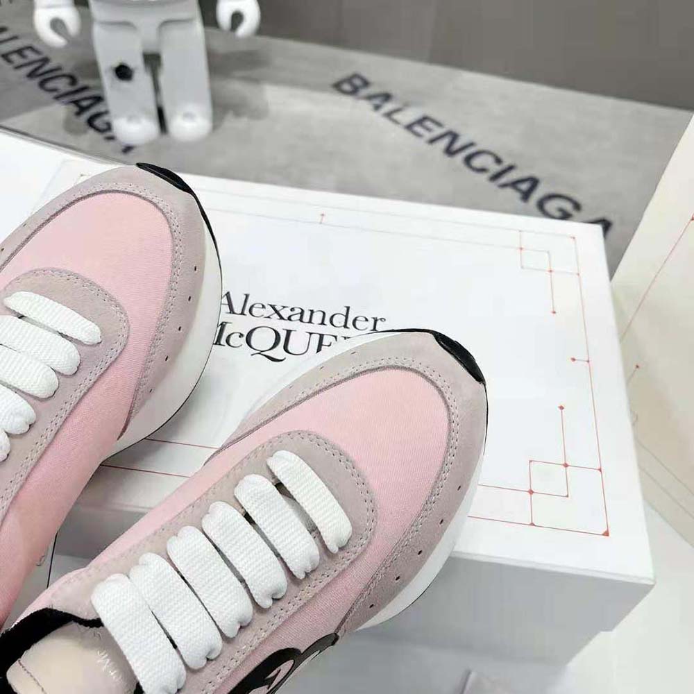 Alexander Mcqueen Unisex Sprint Runner in Calf Leather-Pink - image 7