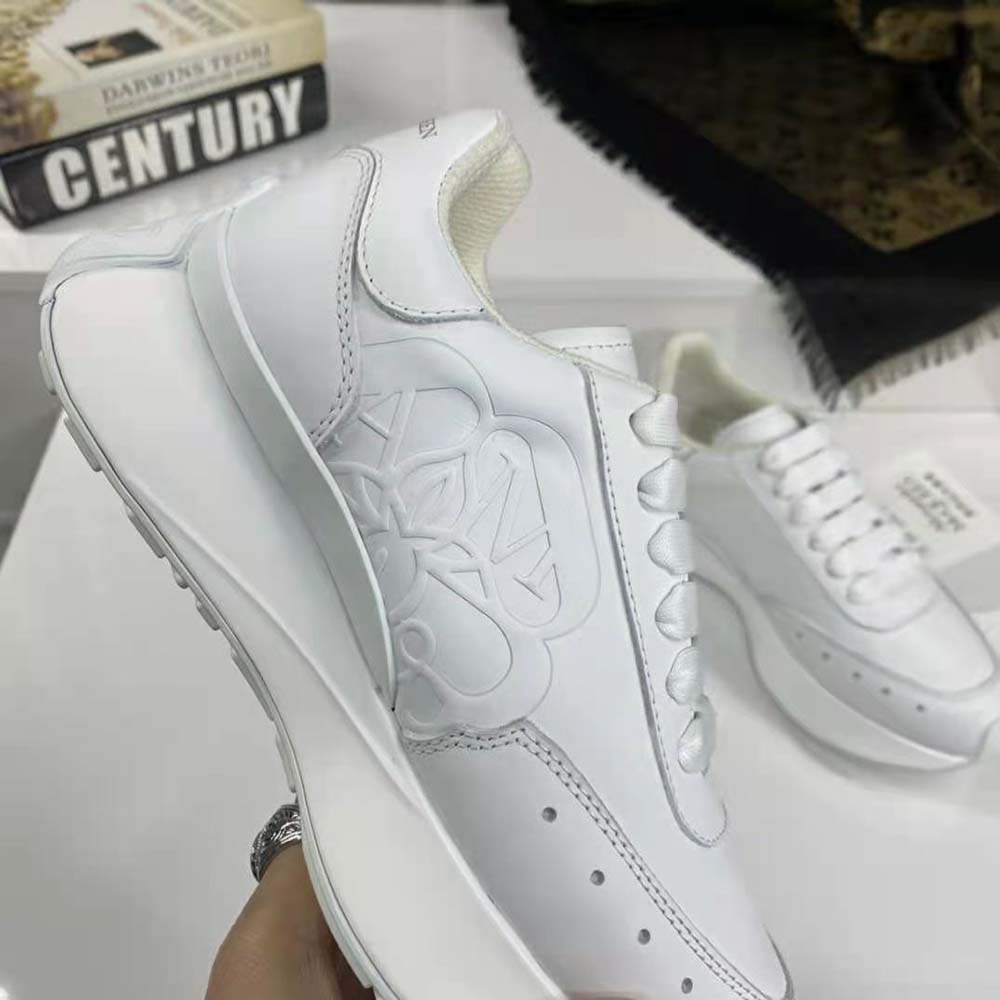 Alexander Mcqueen Unisex Sprint Runner in Calf Leather-White - image 9