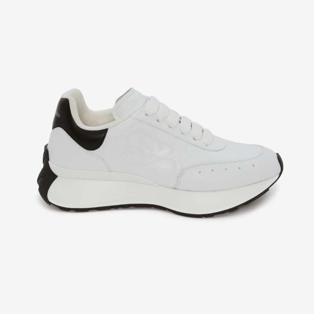 Side profile of Alexander Mcqueen Unisex Sprint Runner in white calf leather