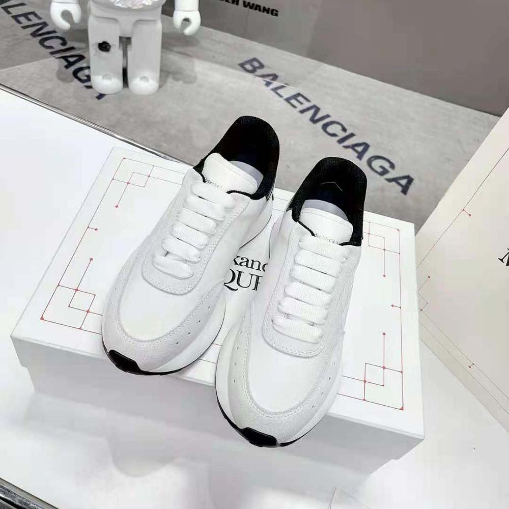 Close-up of oversized tongue branding on Alexander Mcqueen Sprint Runner