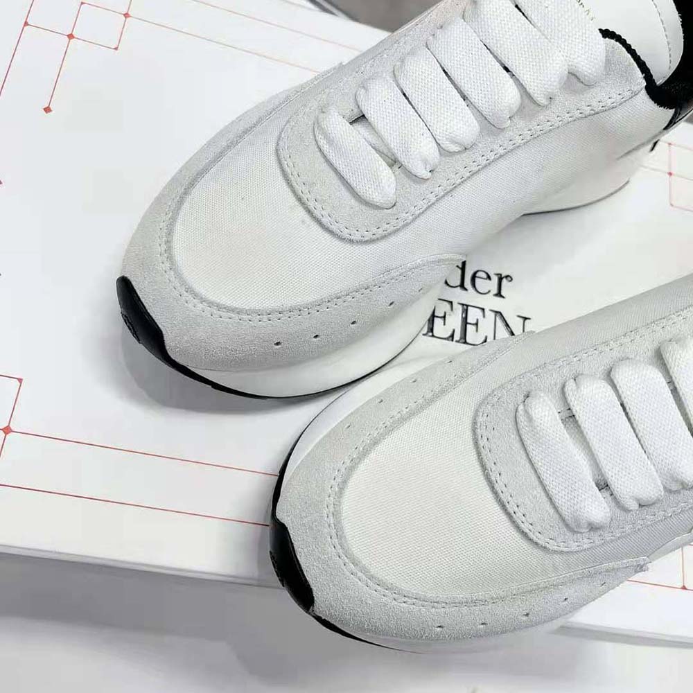 Alexander Mcqueen Unisex Sprint Runner in Calf Leather-White/Black - image 7