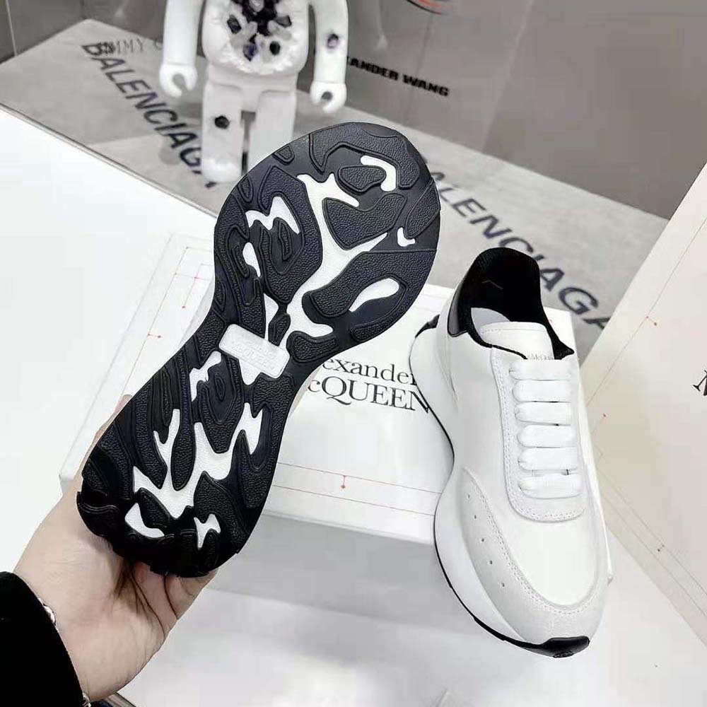 Alexander Mcqueen Unisex Sprint Runner in Calf Leather-White/Black - image 10