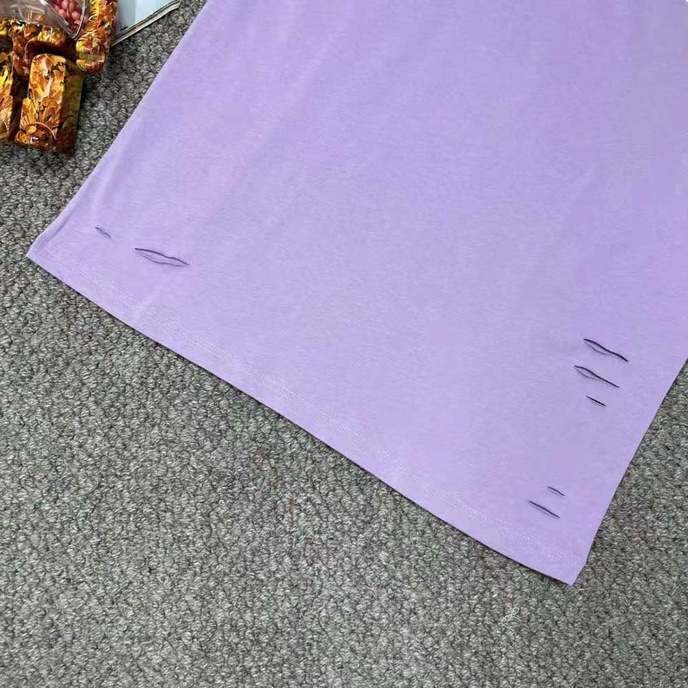 Balenciaga Women Destroyed T-shirt Boxy Fit in Purple - image 7
