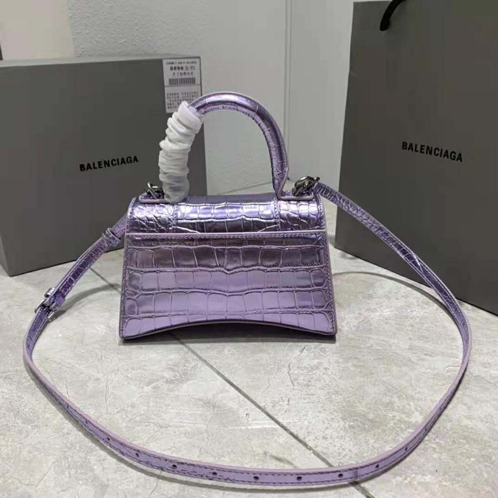 Side angle showing silhouette and shoulder strap of Balenciaga Hourglass XS Handbag