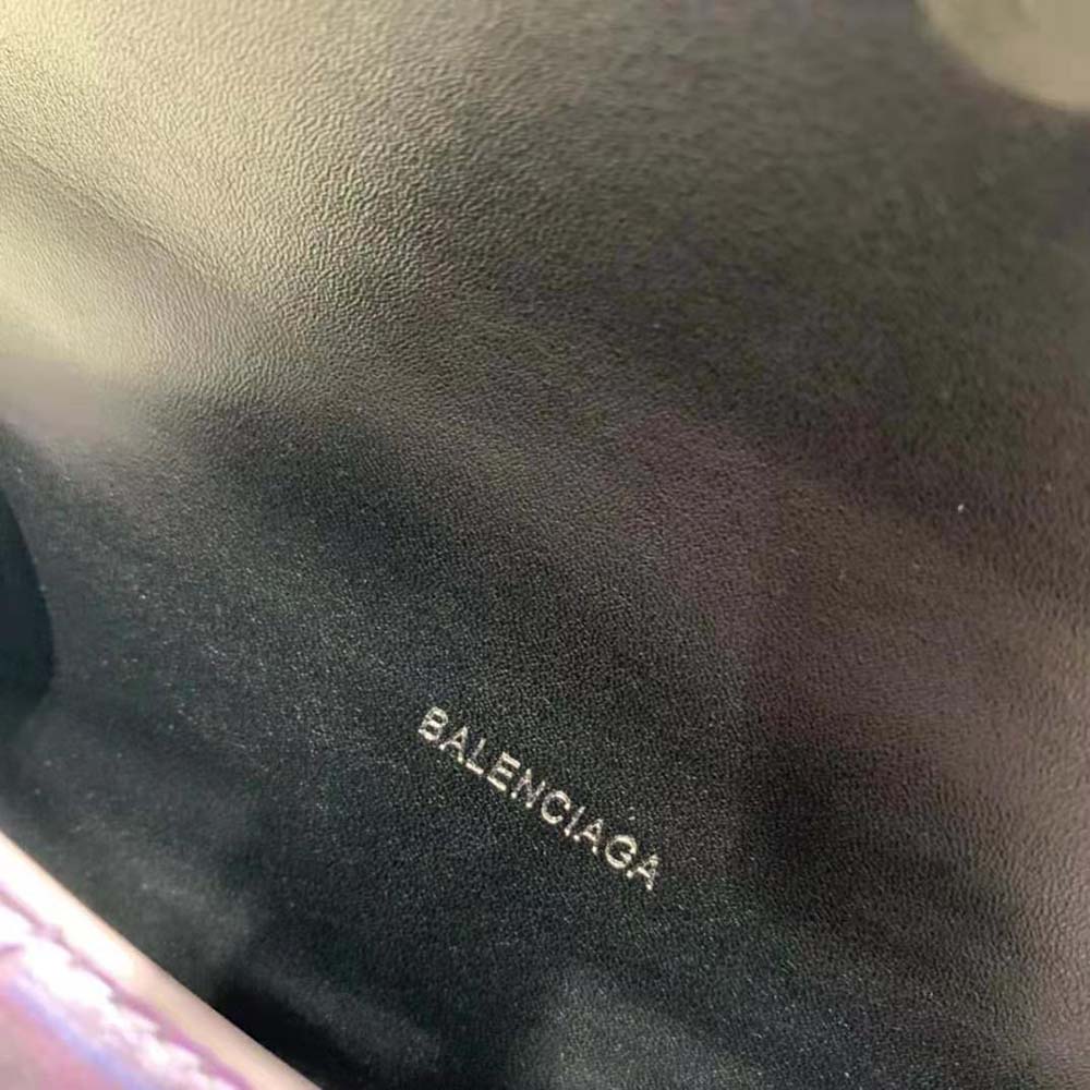 Balenciaga Women Hourglass XS Handbag Metallized Crocodile Embossed in Purple - image 10