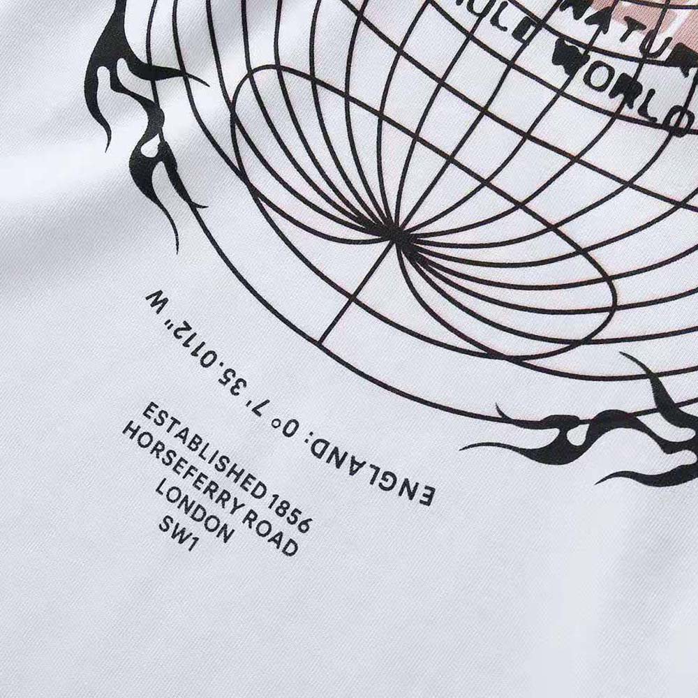 Burberry Men Globe Graphic Print Cotton Oversized T-shirt-White - image 6