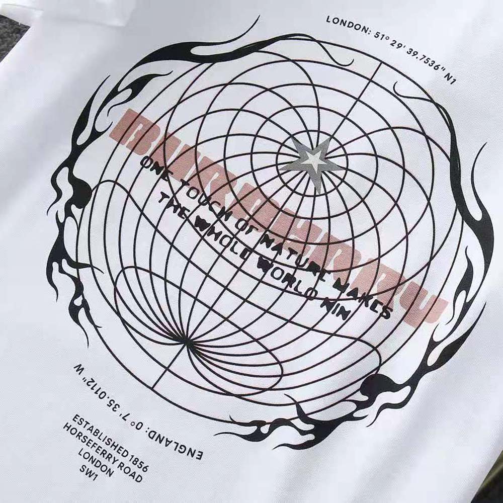 Burberry Men Globe Graphic Print Cotton Oversized T-shirt-White - image 7