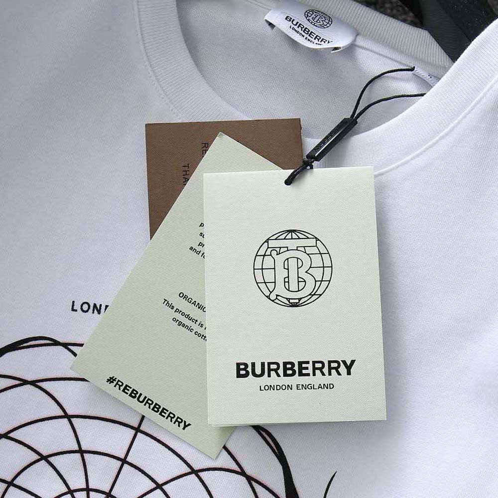Burberry Men Globe Graphic Print Cotton Oversized T-shirt-White - image 10