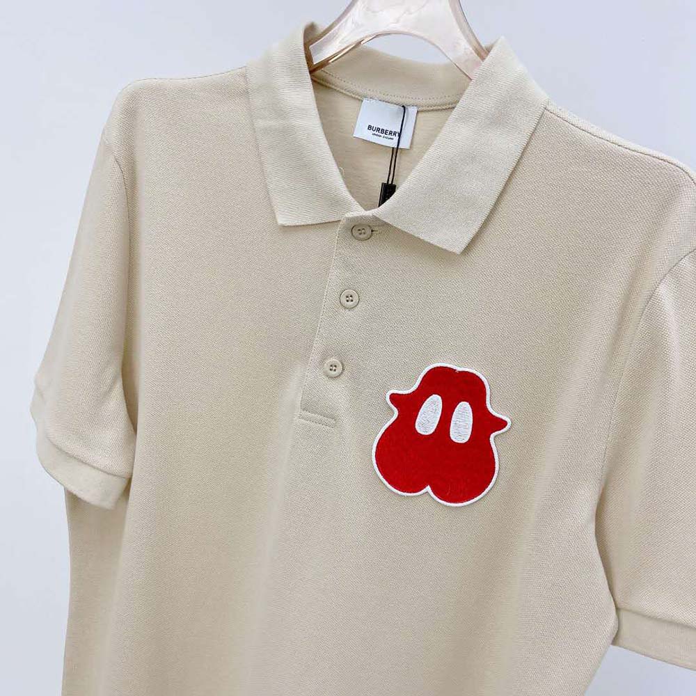 Burberry Men Monster Graphic Cotton Pique Oversized Polo Shirt-Sandy - image 4