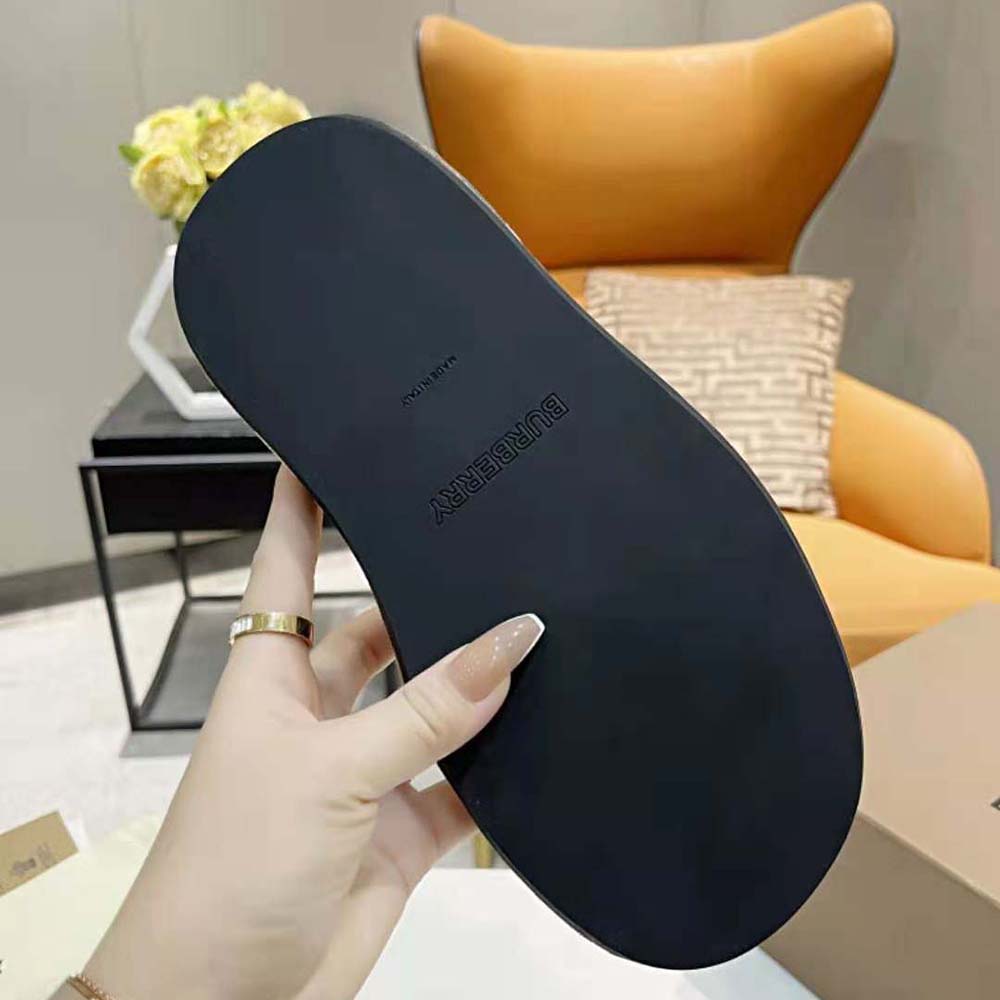 Burberry Women Check Cotton Slides Containing Organic Cotton-Brown - image 10
