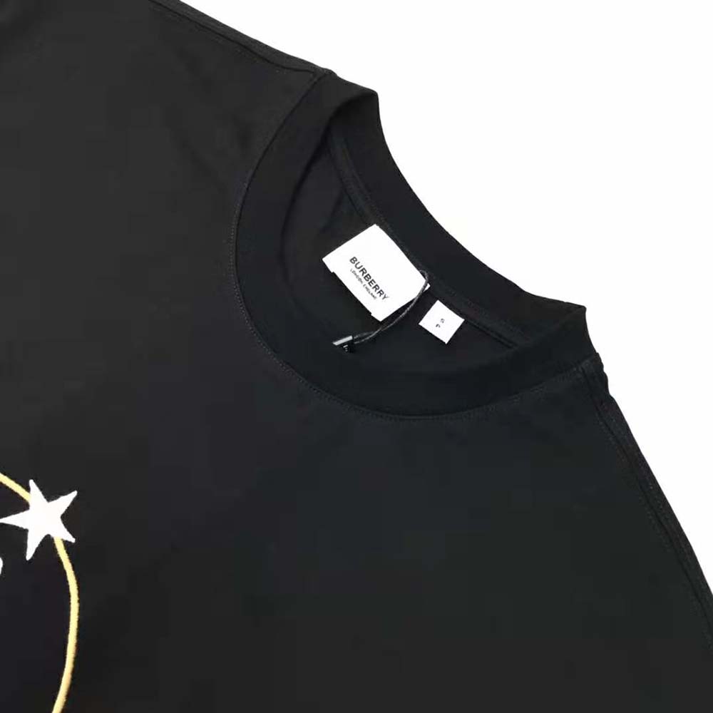 Burberry Men Deer Graphic Cotton Oversized T-shirt-Black - image 4