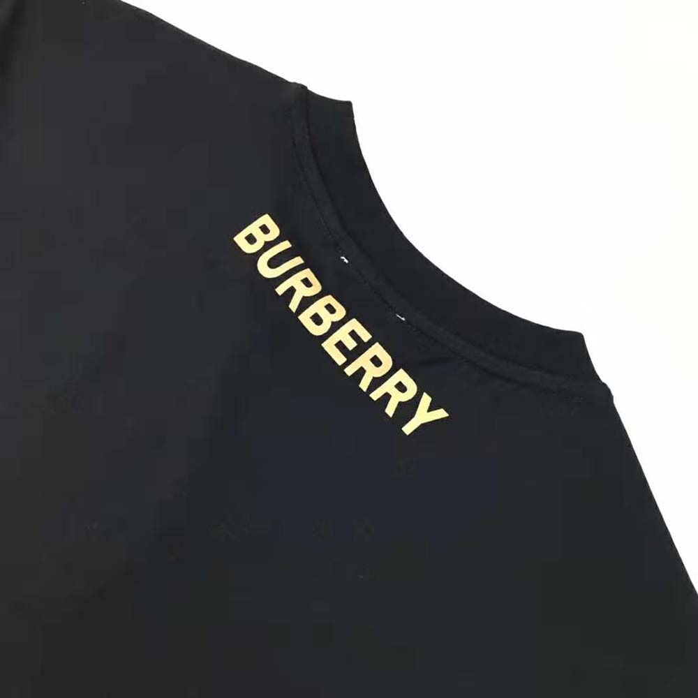 Burberry Men Deer Graphic Cotton Oversized T-shirt-Black - image 5