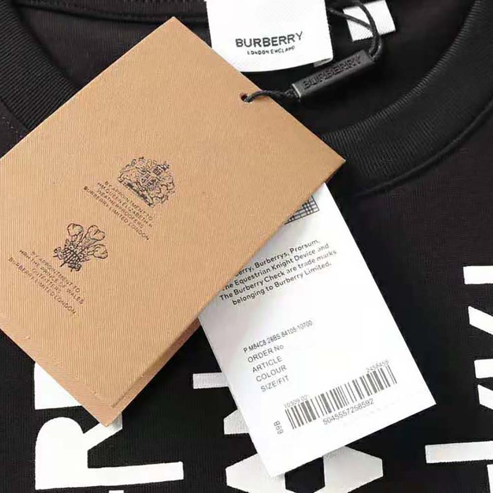 Burberry Men Logo Print Cotton Oversized T-shirt-Black - image 8